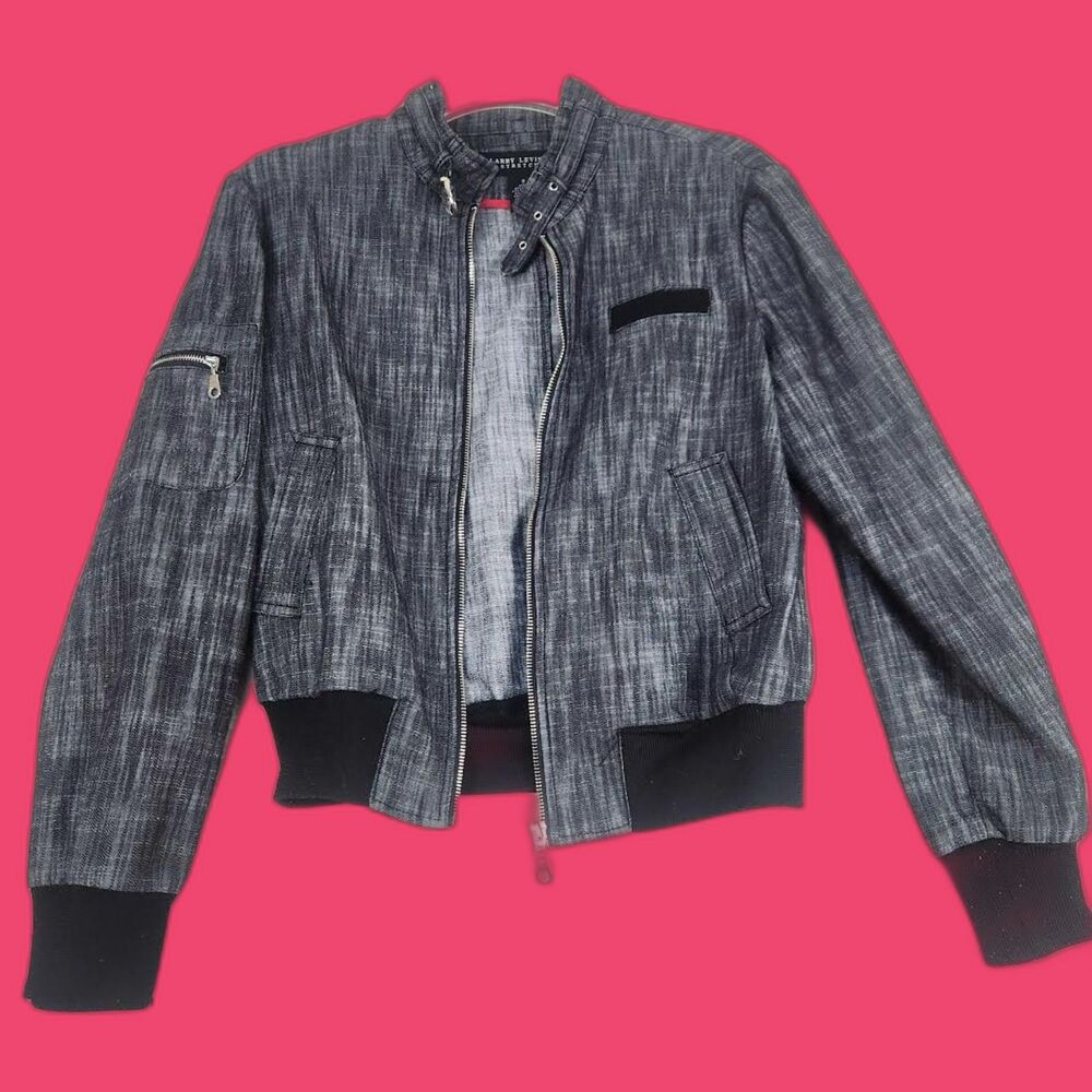 Larry Levine Women's Zip Jacket Black Size Small Preppy Minimalist Bomber Jacket